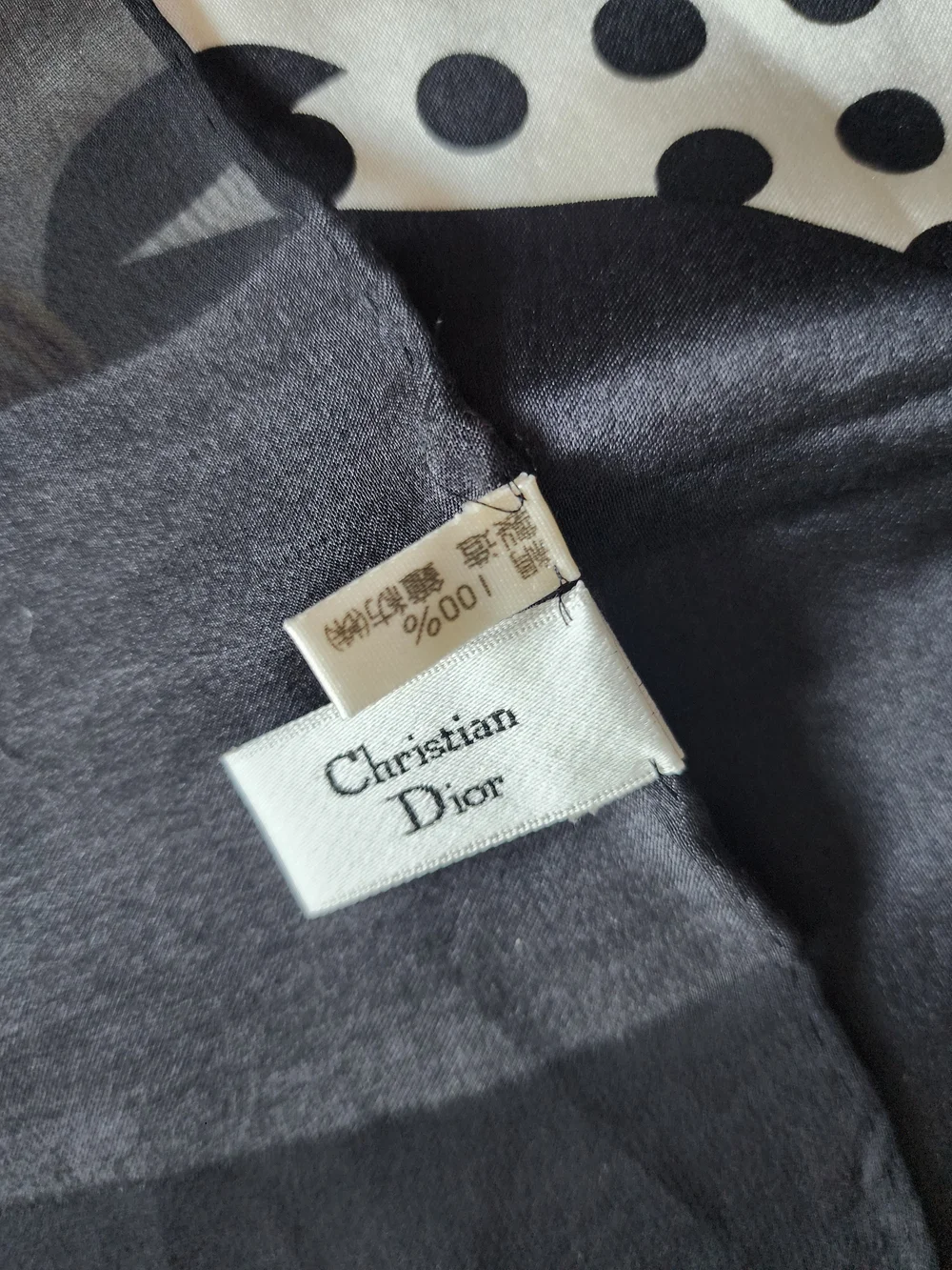 Auth Dior Polka Dot Chain Motif Silk Scarf